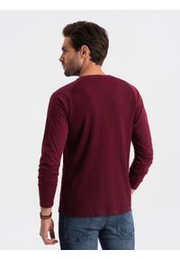 Ombre Clothing - Longsleeve męski o strukturze "wafla" - bordowy V6 - Rozmiar: L. Okazja: na co dzień. Kolor: czerwony. Materiał: bawełna. Długość rękawa: długi rękaw. Styl: klasyczny, sportowy, casual
