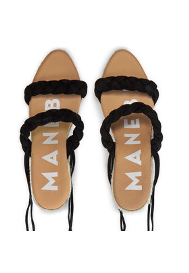 Manebi Espadryle Hamptons Two Braided Bands Wedge Espadrilles K 1.0 WE Czarny. Kolor: czarny. Materiał: zamsz, skóra
