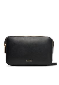 Calvin Klein Torebka Foil Logo Elongated Camera Bag LV04F3276G Czarny. Kolor: czarny. Materiał: skórzane