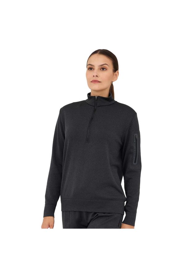 Bluza damska wełniana z krótkim ekspresem Brubeck OUTDOOR MERINO. Kolor: szary. Materiał: poliamid, elastan, poliester, wełna. Długość: krótkie. Sport: outdoor