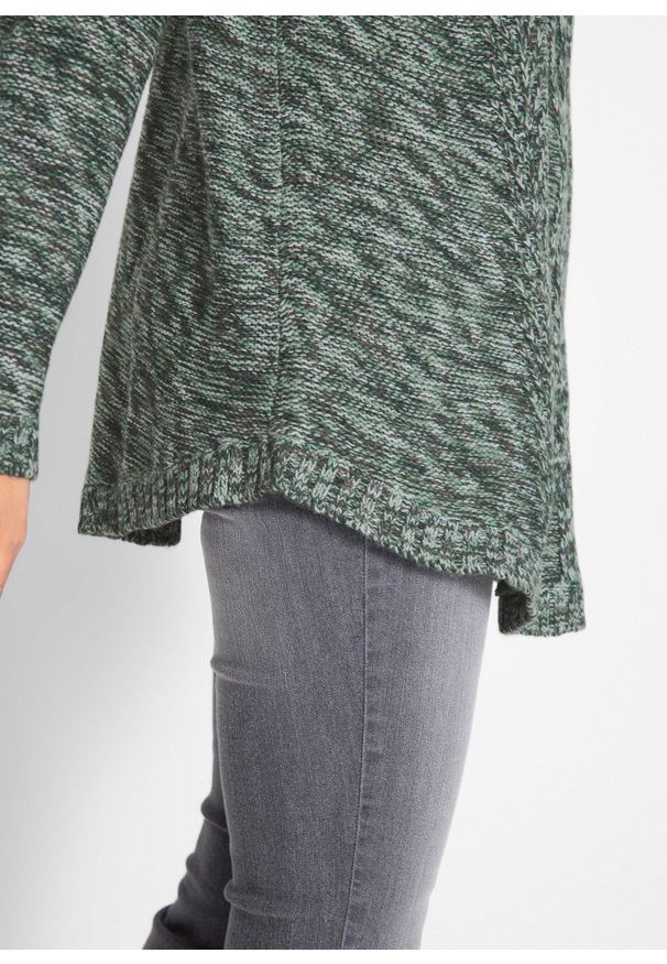 bonprix - Sweter poncho, długi rękaw. Typ kołnierza: golf. Kolor: zielony. Długość rękawa: długi rękaw. Długość: długie