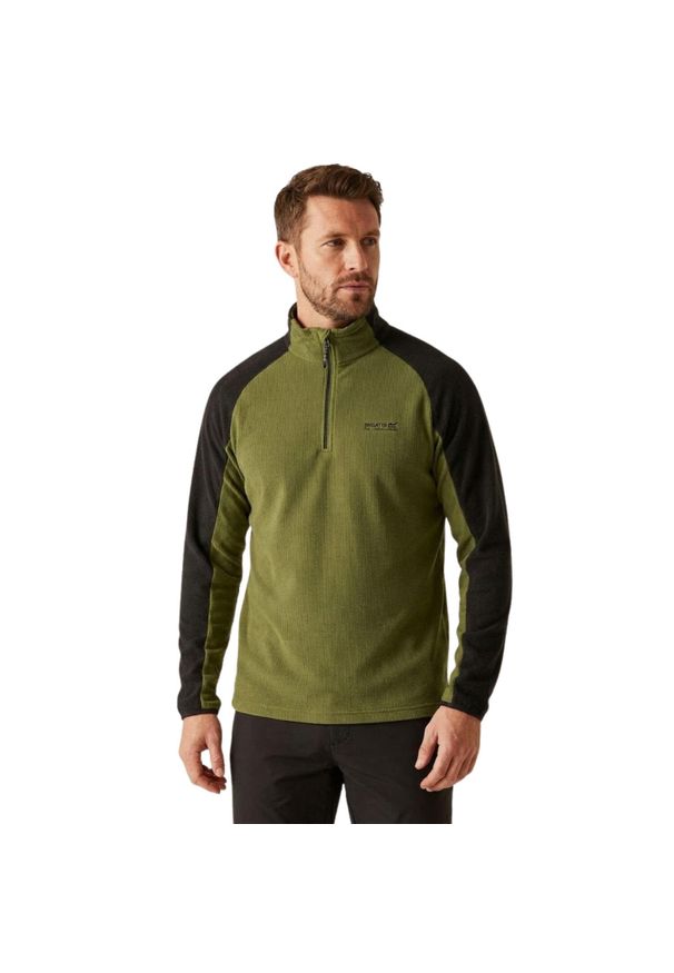Bluza turystyczna polarowa męska Regatta Elson II. Kolor: zielony. Materiał: polar. Styl: sportowy. Sport: turystyka piesza