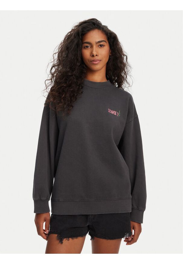 Roxy Bluza ERJFT04997 Czarny Relaxed Fit. Kolor: czarny. Materiał: bawełna