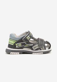 Born2be - Szare Sandały Ozdobione Aplikacjami Kinolara. Okazja: na co dzień, na spacer. Zapięcie: rzepy. Kolor: szary. Wzór: aplikacja. Sezon: lato. Styl: casual