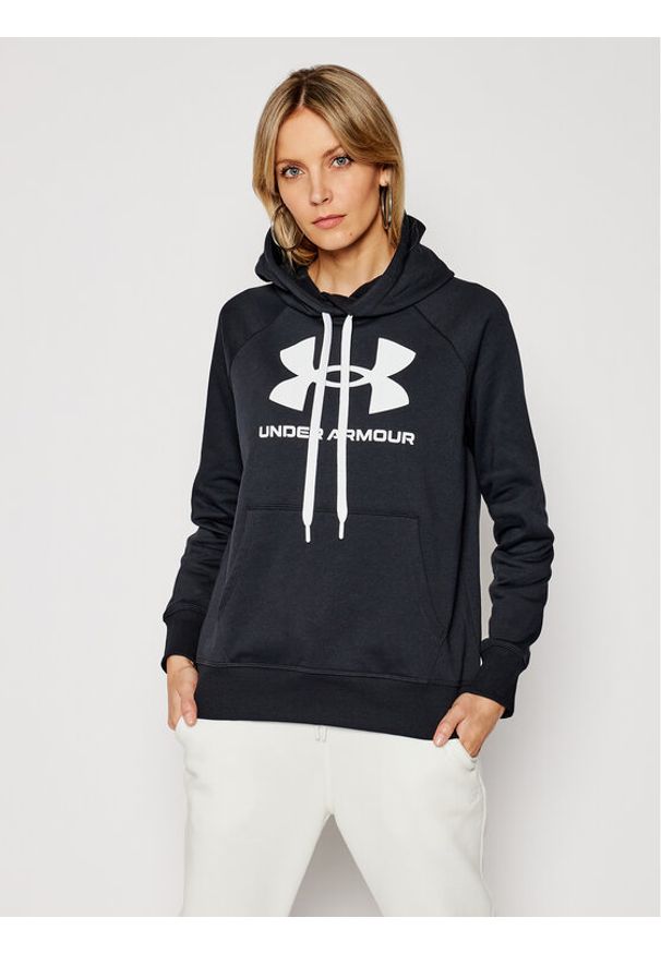 Under Armour Bluza Ua Rival Fleece Logo 1356318 Czarny Loose Fit. Kolor: czarny. Materiał: bawełna