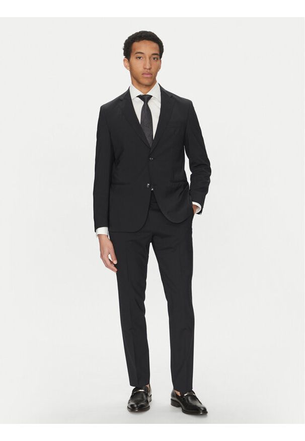 BOSS Garnitur C-Huge 50540579 Granatowy Slim Fit. Kolor: niebieski. Materiał: wełna