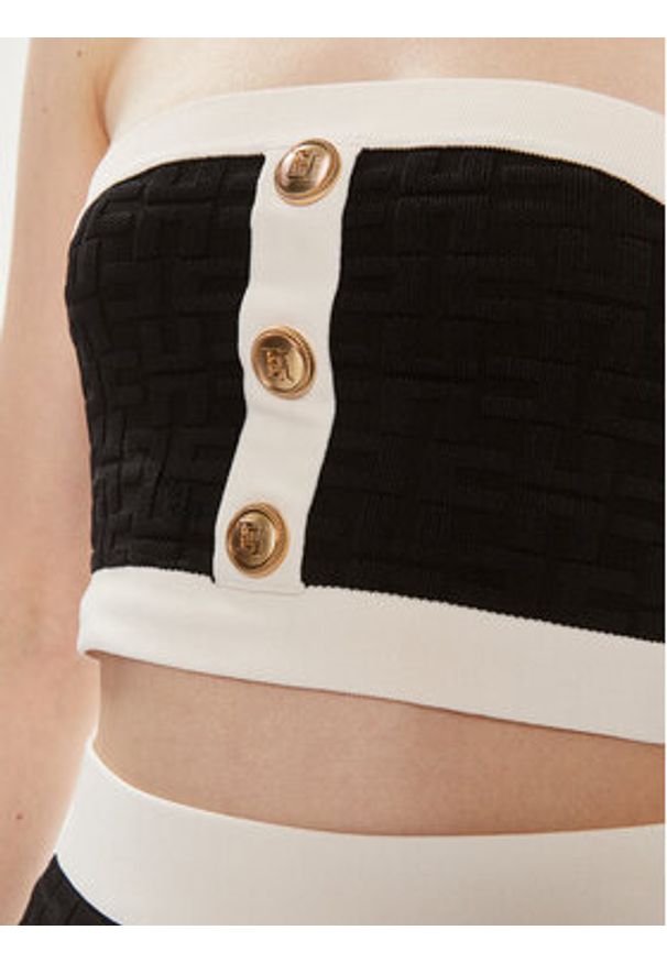 Elisabetta Franchi Bluzka TK-15B-42E2-004477 Czarny Slim Fit. Kolor: czarny. Materiał: syntetyk