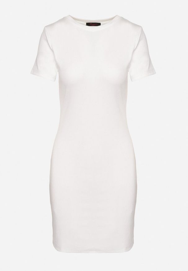 Born2be - Biała Prążkowana Bawełniana Sukienka o Dopasowanym Kroju Ralitia. Okazja: na spacer, na co dzień, na imprezę. Kolor: biały. Materiał: prążkowany, bawełna. Typ sukienki: proste. Styl: casual, elegancki