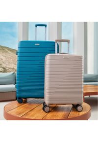 Wittchen - Duża walizka z polipropylenu z błyszczącymi paskami niebieska. Kolor: niebieski. Wzór: aplikacja, paski. Styl: elegancki #9