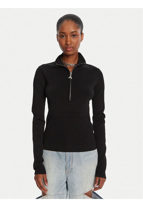 Patrizia Pepe Sweter 8K0323 K274 Czarny Regular Fit. Kolor: czarny. Materiał: wiskoza