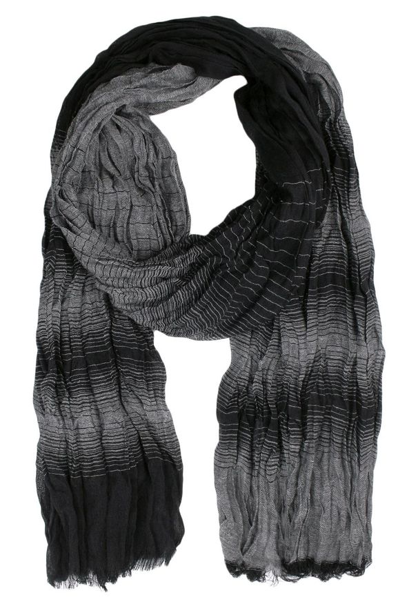 Lekki Szalik Wiosenno-Jesienny - Alties - Czerń i Szarość. Okazja: na spacer. Materiał: wiskoza. Sezon: wiosna, jesień. Styl: elegancki