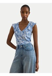 Lauren Ralph Lauren - LAUREN RALPH LAUREN Bluzka 200P13316001 Niebieski jasny Slim Fit. Kolor: niebieski. Materiał: bawełna #1