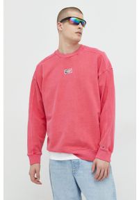 Tommy Jeans bluza bawełniana męska kolor różowy z aplikacją. Kolor: różowy. Materiał: bawełna. Wzór: aplikacja #1