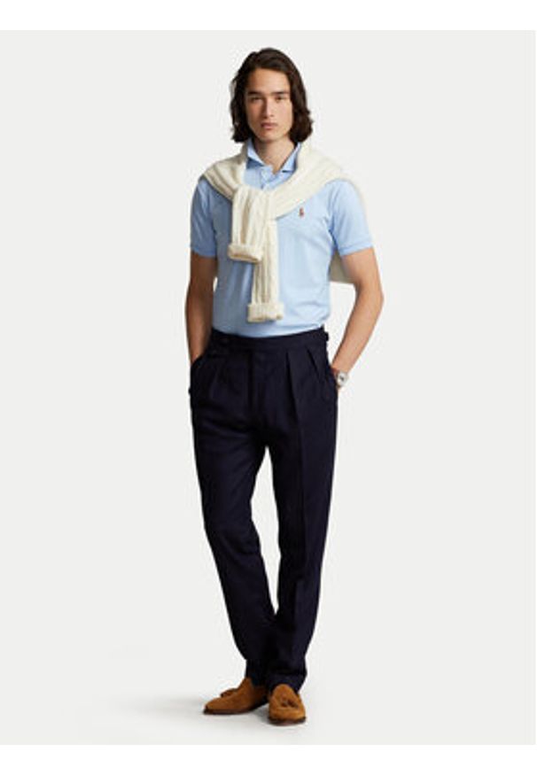 Polo Ralph Lauren Polo 710713130005 Niebieski Slim Fit. Typ kołnierza: polo. Kolor: niebieski. Materiał: bawełna