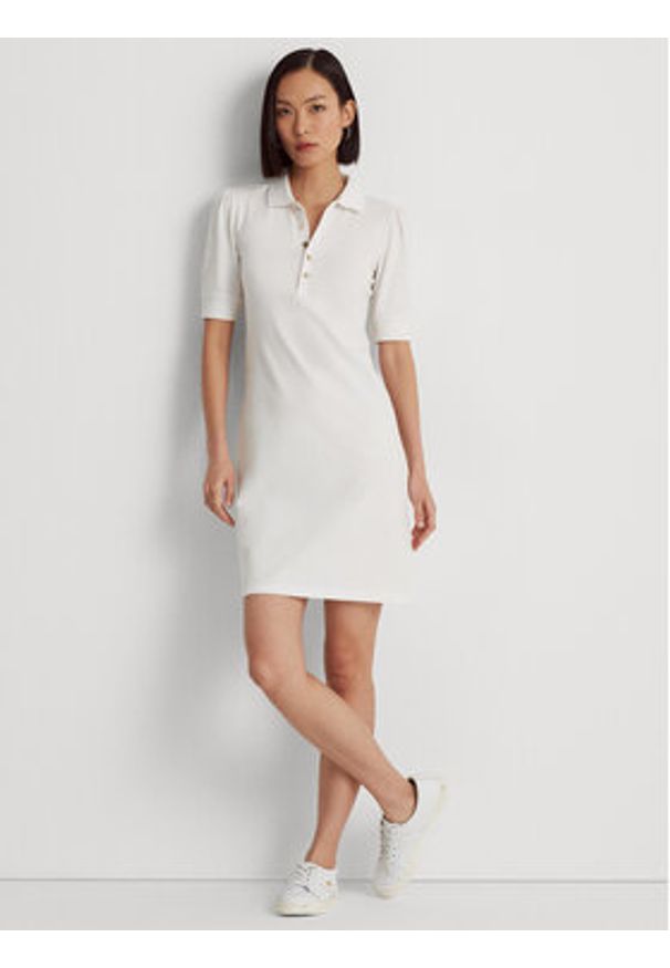 Lauren Ralph Lauren Sukienka codzienna 200834569002 Biały Regular Fit. Okazja: na co dzień. Kolor: biały. Materiał: bawełna. Typ sukienki: proste. Styl: casual