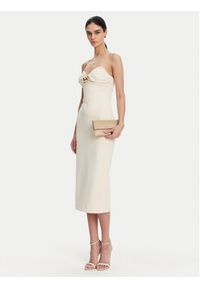 Elisabetta Franchi Sukienka koktajlowa AB-769-51E2 Écru Regular Fit. Materiał: syntetyk. Styl: wizytowy #2