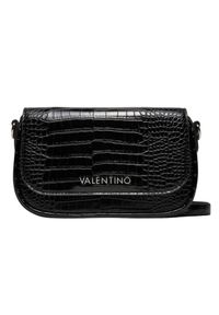 Valentino by Mario Valentino - VALENTINO Czarna torebka Miramar Flap Bag. Kolor: czarny. Wzór: paski