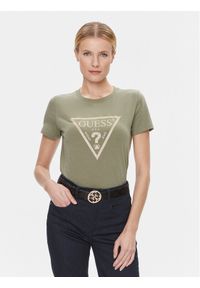 Guess T-Shirt W4RI69 J1314 Zielony Regular Fit. Kolor: zielony. Materiał: bawełna