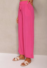 Renee - Fuksjowe Spodnie Bawełniane z Szerokimi Nogawkami Vimavie. Kolor: różowy. Materiał: bawełna. Sezon: lato #4