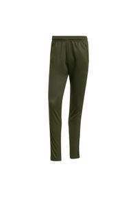 Adidas - Spodnie dresowe adidas Train Essentials 3-Stripes. Kolor: zielony. Materiał: dresówka. Sport: fitness #1