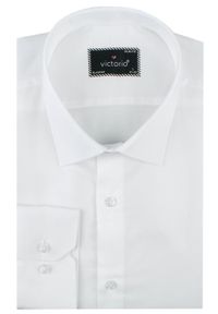 Męska Koszula Wizytowa, Taliowany Krój - Victorio - Biel. Materiał: bawełna. Styl: wizytowy #2