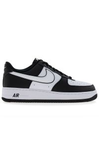 Buty męskie Nike Air Force 1 '07 DV0788-001 - czarno-białe. Zapięcie: sznurówki. Kolor: czarny, biały, wielokolorowy. Materiał: skóra. Szerokość cholewki: normalna. Sezon: lato. Model: Nike Air Force