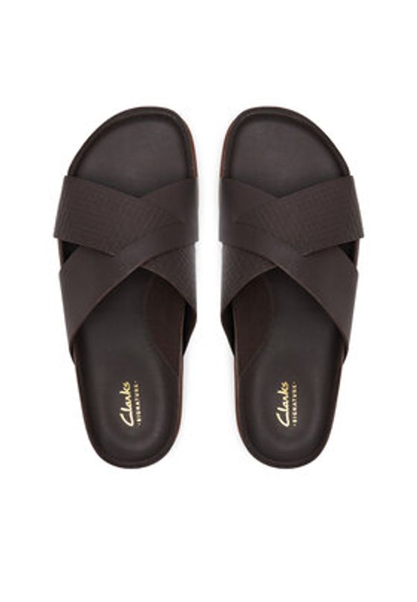 Clarks Klapki Torford Cross 26180888 Brązowy. Kolor: brązowy. Materiał: skóra