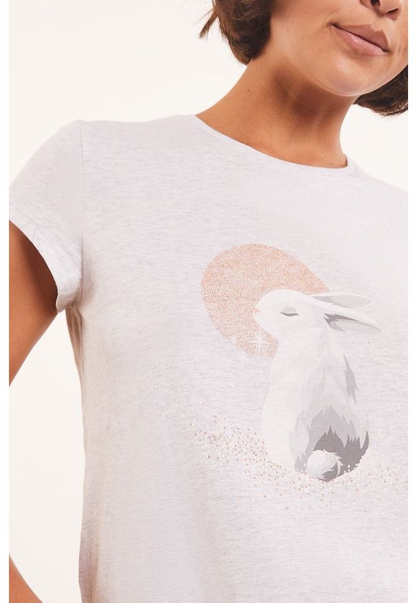 Etam t-shirt piżamowy Clorie damskie kolor szary. Kolor: szary