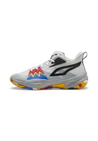 Buty do koszykówki męskie Puma Genetics Glacial. Kolor: czerwony, wielokolorowy, szary. Materiał: materiał, syntetyk, tkanina. Sport: koszykówka