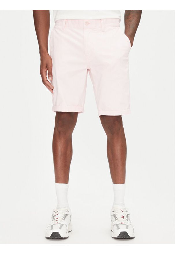 Tommy Jeans Szorty materiałowe Scanton DM0DM21950 Różowy Slim Fit. Kolor: różowy. Materiał: bawełna