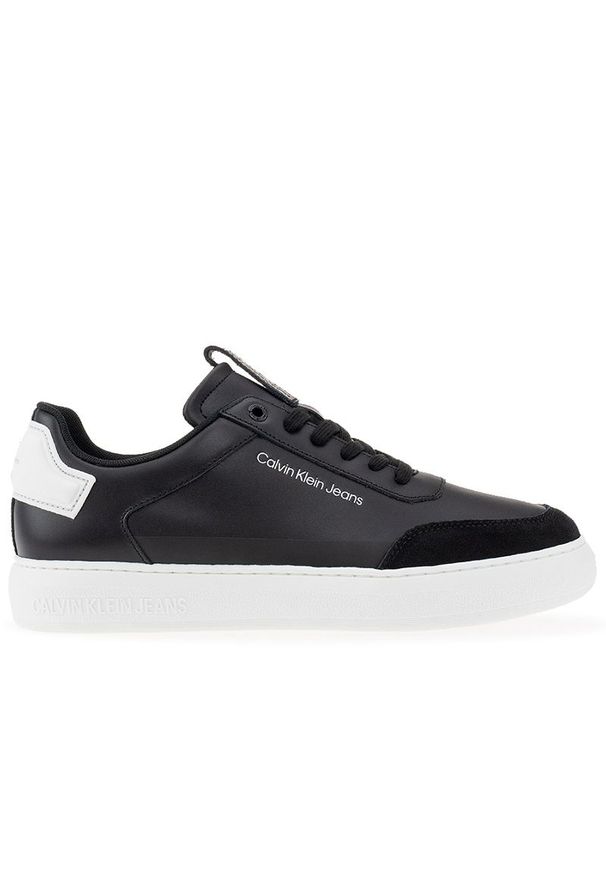 Buty Calvin Klein Casual Cupsole YM0YM00670-BDS - czarne. Okazja: na co dzień. Zapięcie: sznurówki. Kolor: czarny. Materiał: materiał, syntetyk, skóra, guma. Szerokość cholewki: normalna