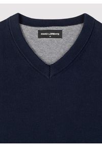 Pako Lorente - PAKO LORENTE – Granatowy bawełniany sweter v-neck. Okazja: na co dzień. Kolor: czarny, niebieski, fioletowy. Materiał: bawełna. Sezon: jesień. Styl: casual #4
