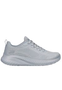 skechers - Buty do chodzenia damskie Skechers Bobs Squad Chaos Face Off. Zapięcie: sznurówki. Kolor: szary. Materiał: materiał, tkanina. Szerokość cholewki: normalna. Sport: turystyka piesza