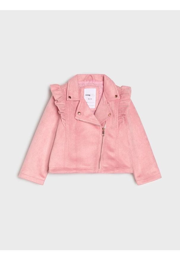 Sinsay - Kurtka ramoneska z imitacji zamszu - różowy. Kolor: różowy. Materiał: zamsz