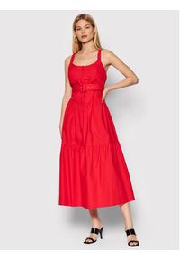 Fracomina Sukienka codzienna FR22SD2008W40001 Czerwony Regular Fit. Okazja: na co dzień. Kolor: czerwony. Materiał: bawełna. Typ sukienki: proste. Styl: casual #2