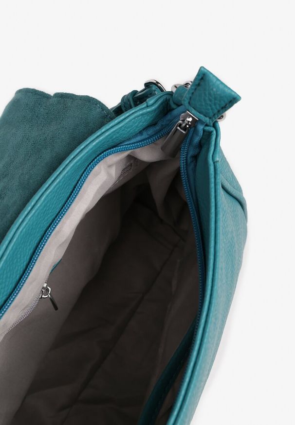 Born2be - Zielona Torebka Listonoszka z Imitacji Zamszu z Rączką i Paskiem Malanira. Kolor: zielony. Materiał: zamszowe. Styl: casual, elegancki