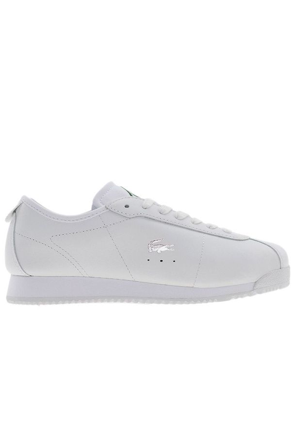 Buty damskie Lacoste Club-Low 749SFA0120-21G - białe. Okazja: na co dzień. Zapięcie: sznurówki. Kolor: biały. Materiał: guma, zamsz, skóra. Wzór: aplikacja. Obcas: na płaskiej podeszwie. Sport: turystyka piesza