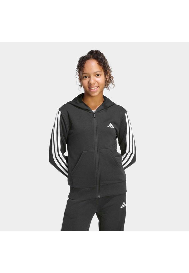 Adidas - Bluza dziecięca ADIDAS z kapturem. Typ kołnierza: kaptur. Kolor: czarny. Materiał: materiał