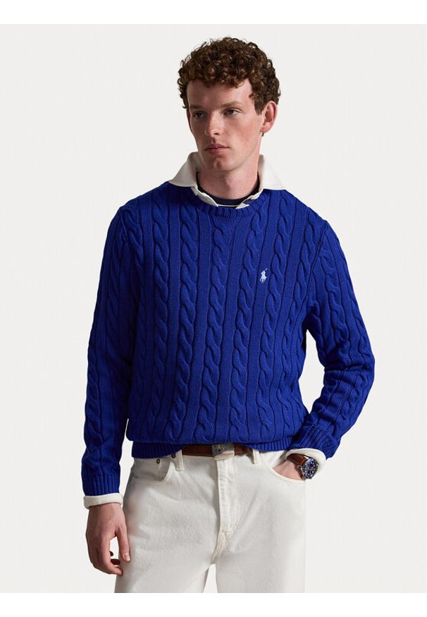 Polo Ralph Lauren Sweter 710775885544 Niebieski Regular Fit. Typ kołnierza: polo. Kolor: niebieski. Materiał: bawełna