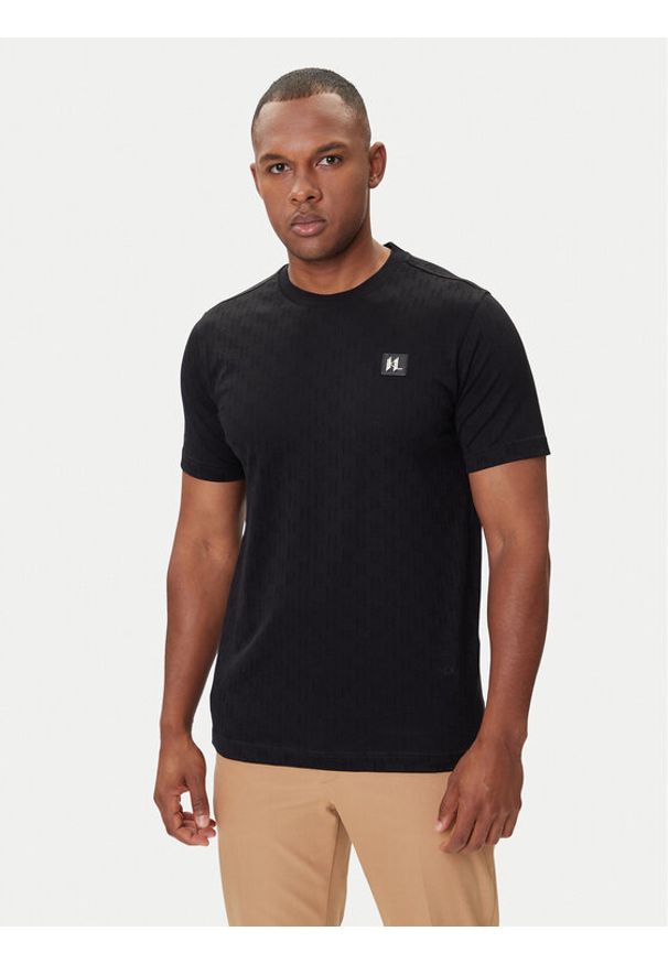 Karl Lagerfeld - KARL LAGERFELD T-Shirt 755004 554201 Czarny Regular Fit. Typ kołnierza: dekolt w karo. Kolor: czarny. Materiał: bawełna