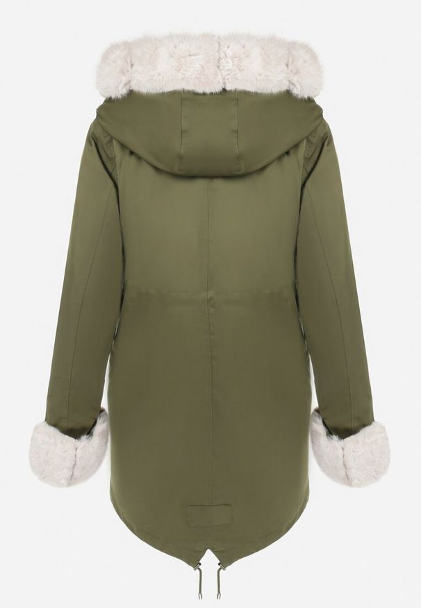 Born2be - Ciemnozielona Kurtka Parka z Futerkiem Koni. Kolor: zielony. Materiał: futro. Sezon: zima, jesień