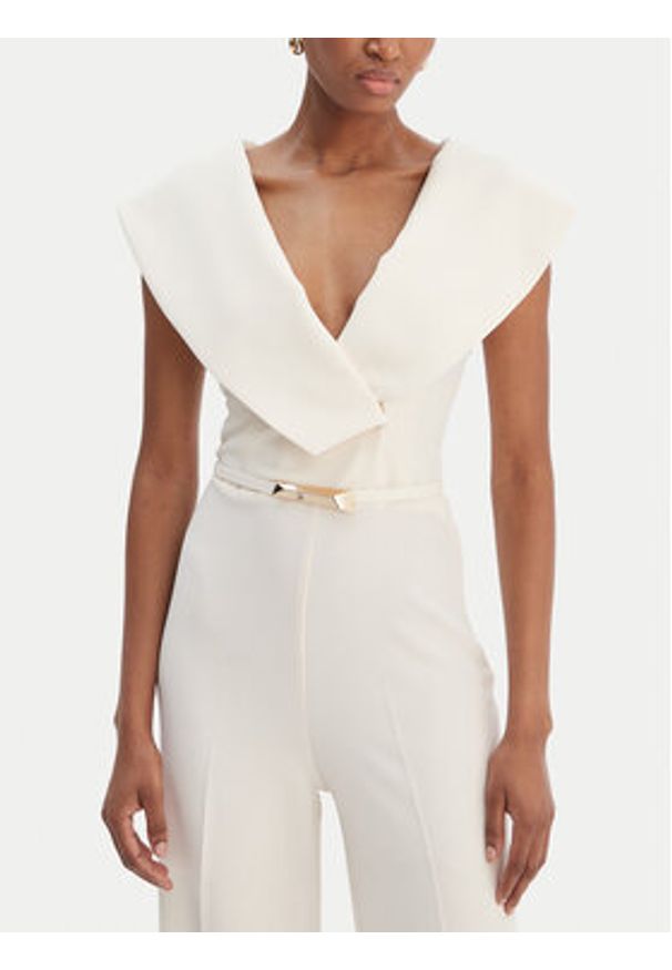 SIMONA CORSELLINI - Simona Corsellini Kombinezon P26CPTU00701 Écru Regular Fit. Kolor: kremowy. Materiał: syntetyk