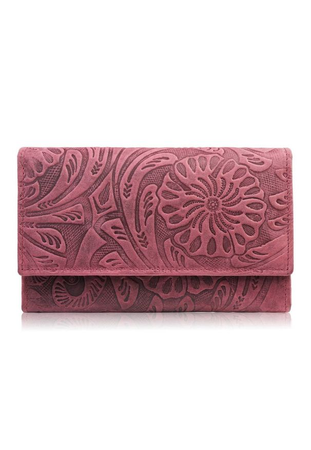 PAOLO PERUZZI - Portfel skórzany vintage Paolo Peruzzi T-108-HCH różowy. Kolor: różowy. Materiał: skóra