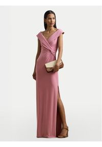 Lauren Ralph Lauren - LAUREN RALPH LAUREN Sukienka wieczorowa 253863940023 Różowy Slim Fit. Kolor: różowy. Materiał: syntetyk. Styl: wizytowy