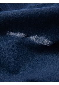 Ombre Clothing - Krótkie spodenki męskie jeansowe z dziurami – ciemnoniebieskie V3. Okazja: na co dzień. Kolor: niebieski. Materiał: jeans. Długość: krótkie. Wzór: aplikacja. Styl: klasyczny, casual #3