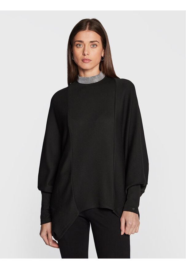 Nissa Bluzka TOP13600 Czarny Oversize. Kolor: czarny. Materiał: syntetyk