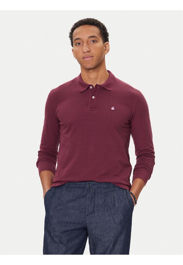 United Colors of Benetton - United Colors Of Benetton Polo 3089J3204 Fioletowy Regular Fit. Typ kołnierza: polo. Kolor: fioletowy. Materiał: bawełna