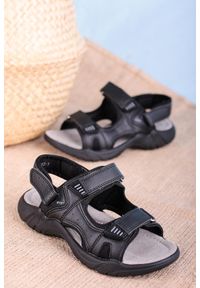 Casu - Czarne sandały na rzepy casu b5512-1. Zapięcie: rzepy. Kolor: czarny
