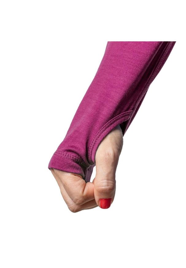 FJORK MERINO - Damski t-shirt z długim rękawem, 100% z wełny merynosów - Bjork 210 Zip. Kolor: różowy. Materiał: wełna. Długość rękawa: długi rękaw. Długość: długie