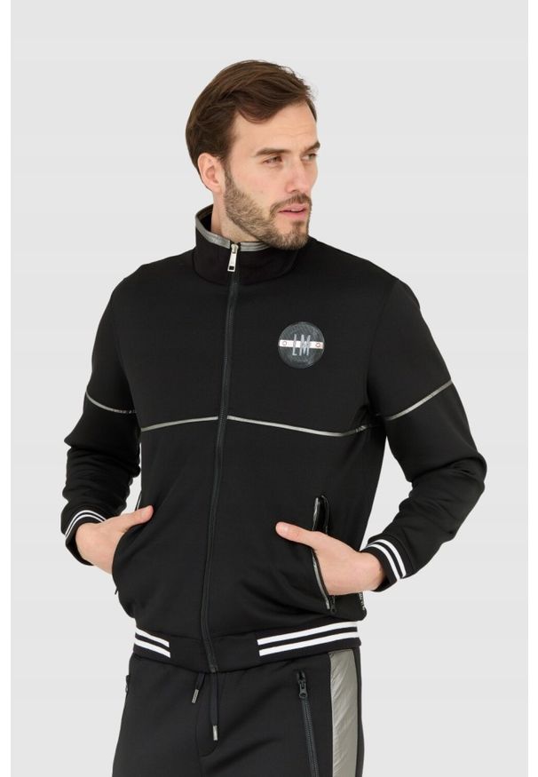 La Martina - LA MARTINA Czarna bluza męska na suwak, Rozmiar XL. Kolor: czarny